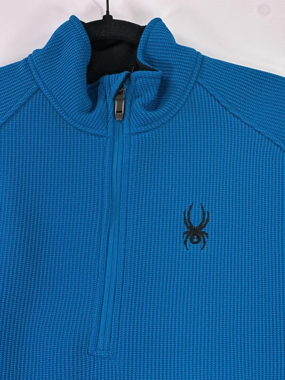 Spyder Outbound Half Zip Core Sweater Mock Neck Knit Fleece Blue Black Mens M